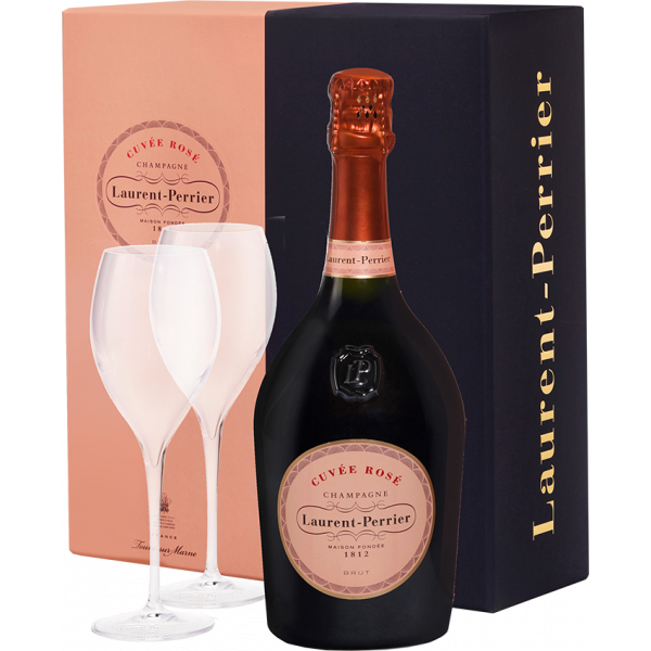 Laurent Perrier Champagne Rosè Brut Confezione Regalo con 2 calici