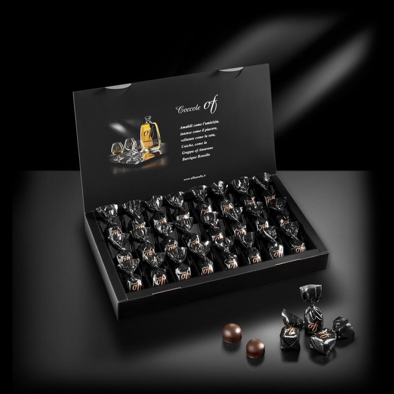 Bonollo Cioccolatini con mousse alla grappa "Coccole OF" Scatola regalo da 480 gr